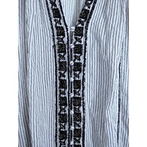 Free People Vagabond Striped Maxi Tunic Top Dress Embroidered Oversized Size S - Picture 6 of 7